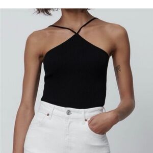 Zara Black Cross Neck Top